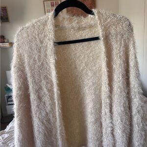 Anthropologie sleeping on snow Soft Eyelash Knit Open-Front Cardigan Cream